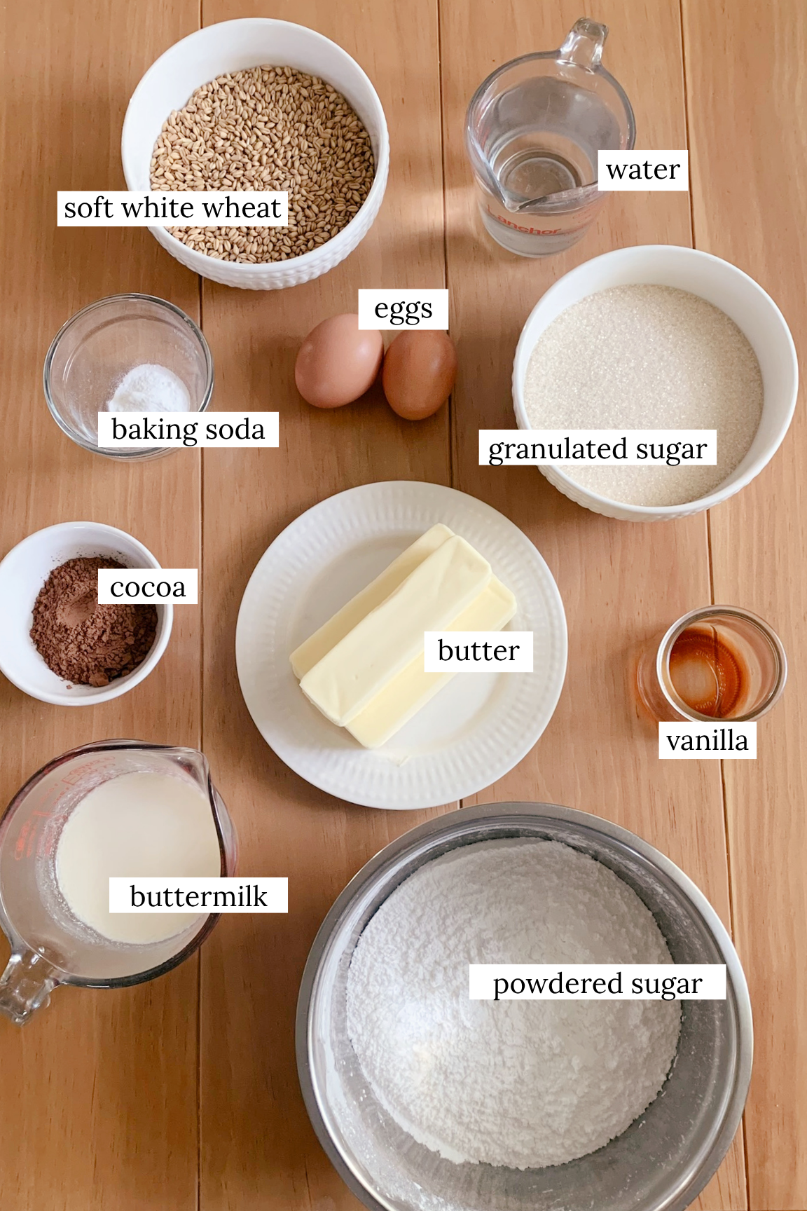 Ingredients listed for fresh milled Texas sheet cake