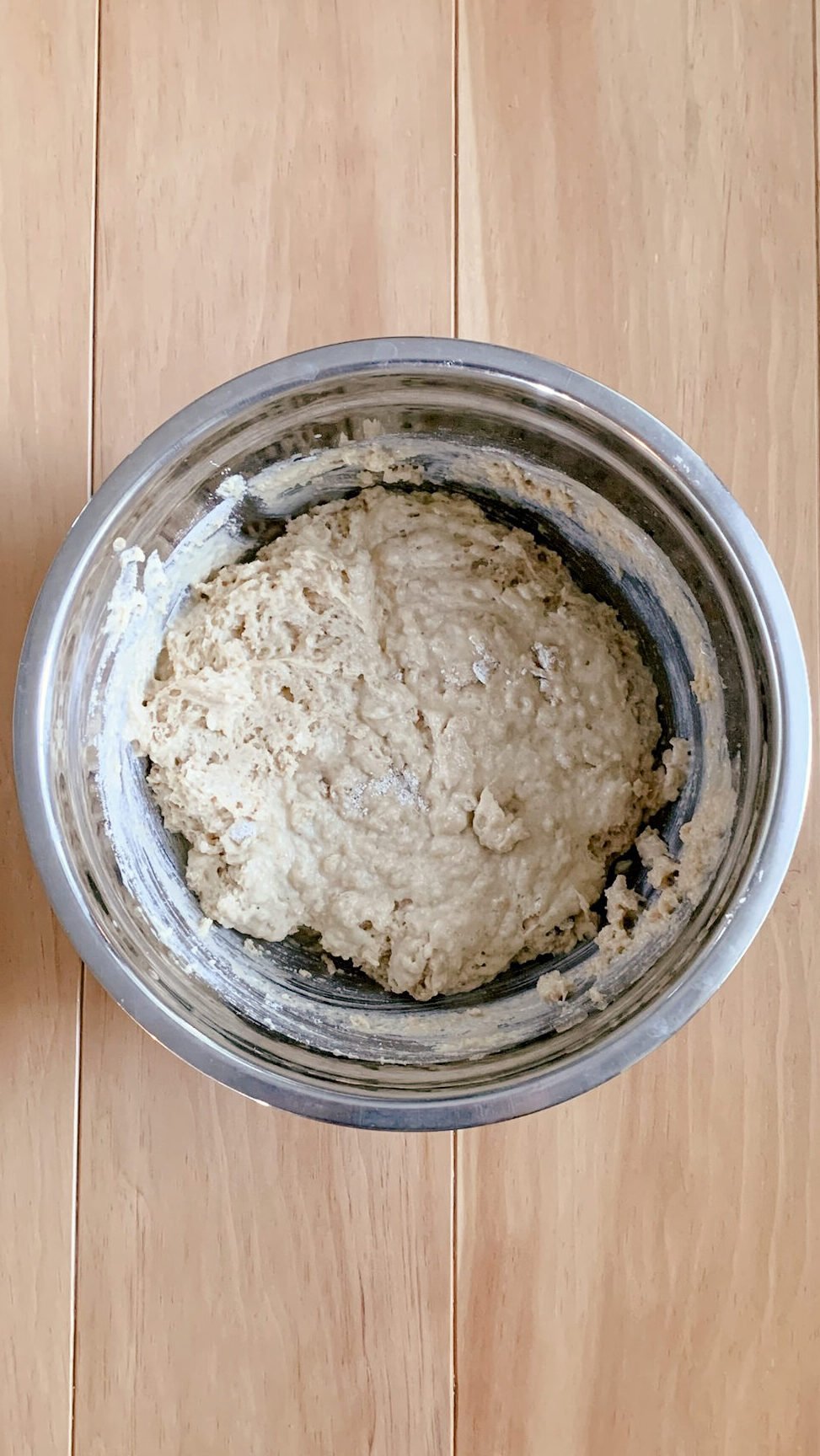 the batter for fresh milled chocolate chip muffins