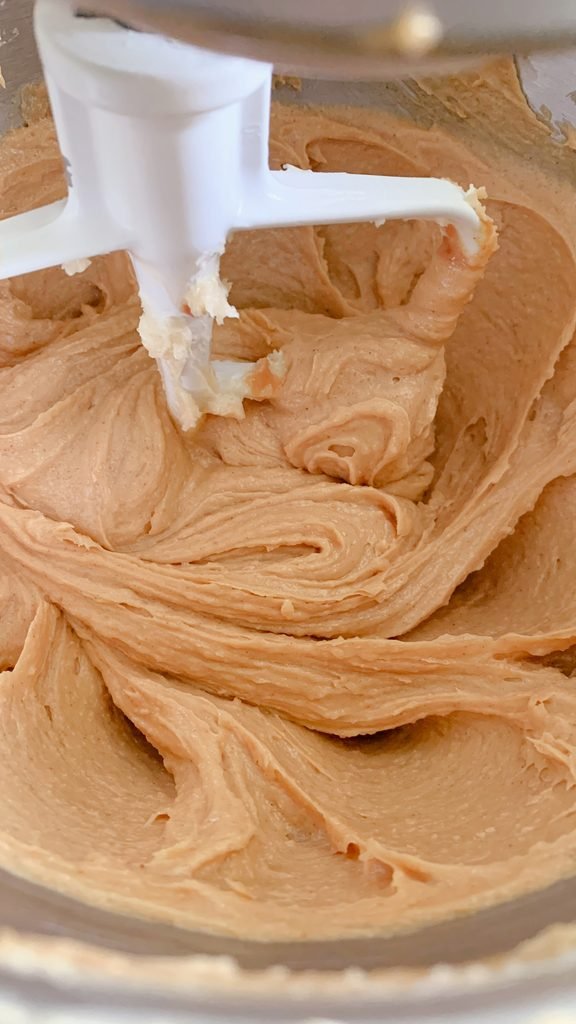 all of the wet ingredients mixed together for fresh milled peanut butter oatmeal chocolate chip cookies